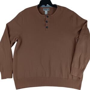 Vintage Duluth Trading Henley Sweater Mens XL Military Brown Waffle Knit Layer